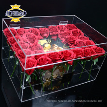 JINBAO benutzerdefinierte klar Plexiglas pmma Acryl Geschenk Blumenkasten mit Deckel